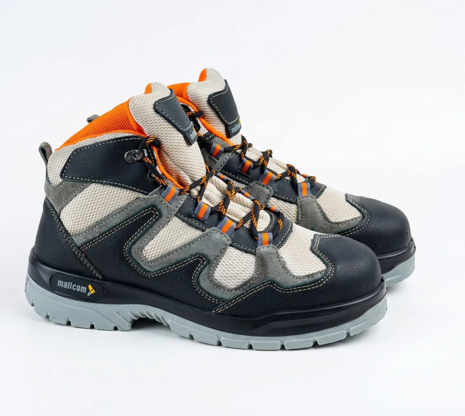 Paire de chaussures de sécurité montantes Mallcom Ocelot S1 en cuir et mesh avec doublure orange